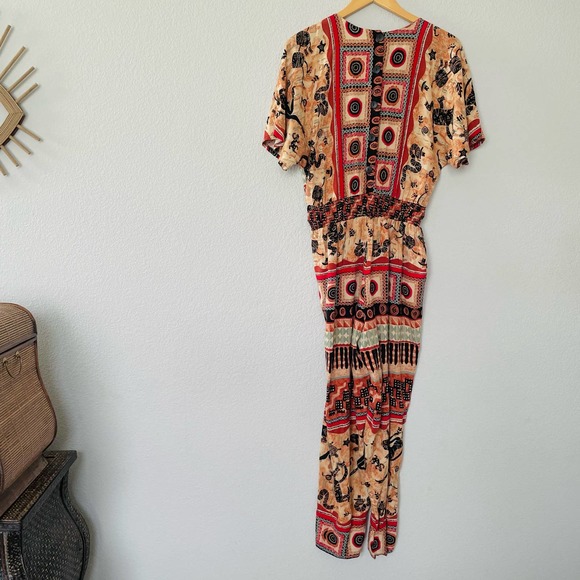 Vintage 90s wacky southwestern desert snakes coyotes funky boho jumpsuit sz M - Picture 9 of 14